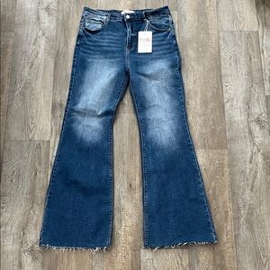 Risen Bootcut Jeans with Raw Hem